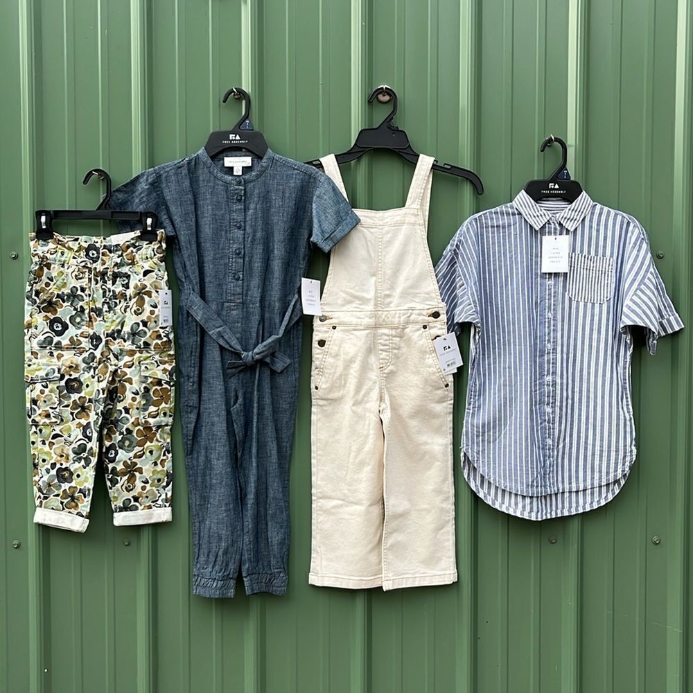 Girls Jumpsuit Oversized Shirt/Dress Overalls & Pants 3-Piece Bundle Size XS